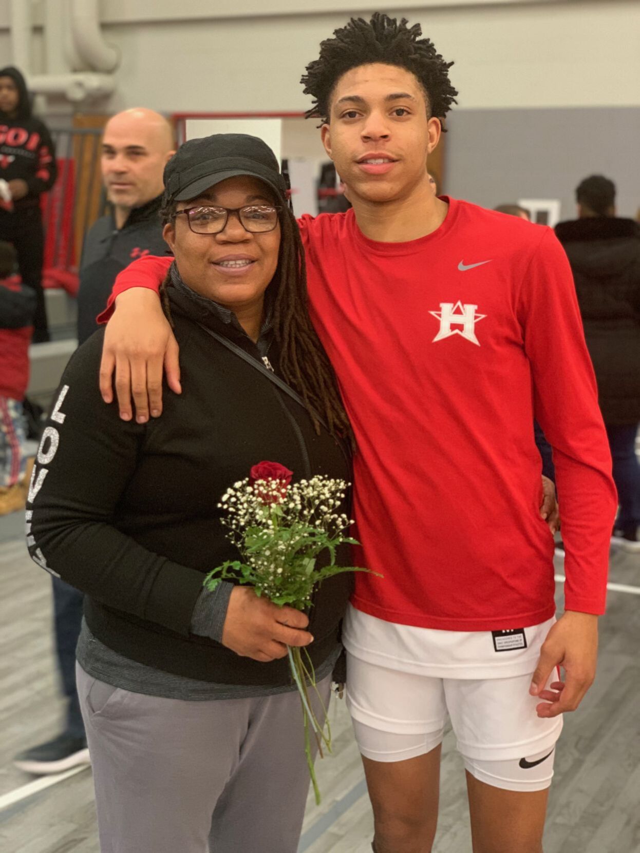 Dontrell Bush with his mom